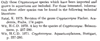 Cryptocoryne cordata relics in the literature.